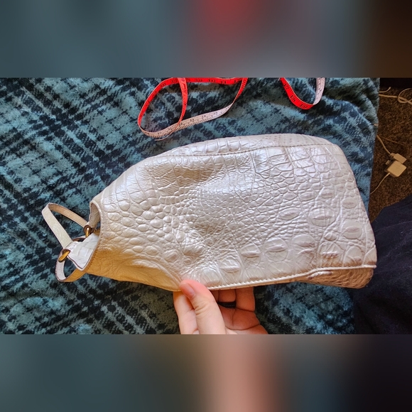 Brahmin Marianna Champagne Pearl Shiny Structured leather Luxury Rare bag - Picture 11 of 14